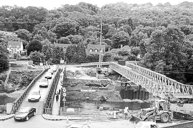 1993 - The old Free Bridge over the River Severn at Jackfield, which was about to be demolished.