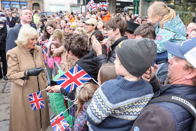 Queen Camilla meets well-wishers.