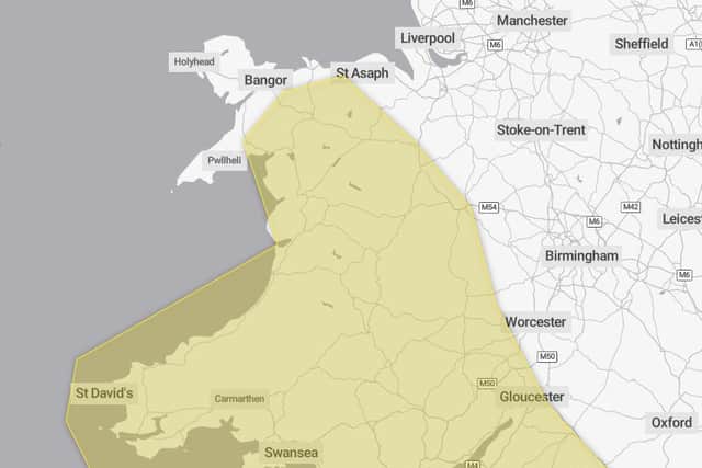 The weather warning covers parts of the county.