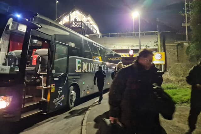 The bus outside the station (Courtesy: Hope Lye).