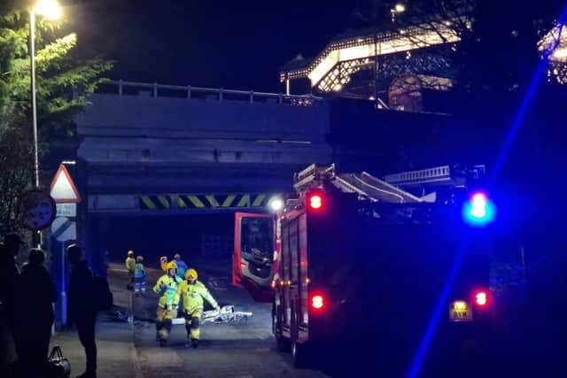 The fire service responding to the incident on Station Road, Albrighton.