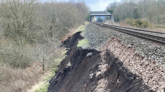 The landslip is likely to close the line until at least March 25