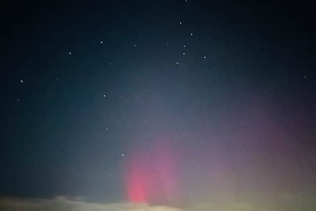 The lights were clearly visible - reportedly red or green depending on where you were viewing them from