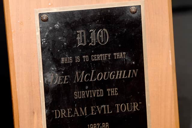 A plaque from Dio's 1987 Dream Evil Tour