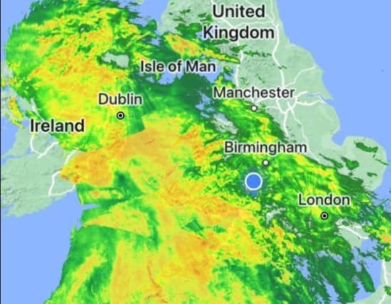 The heavy rain moving over the region