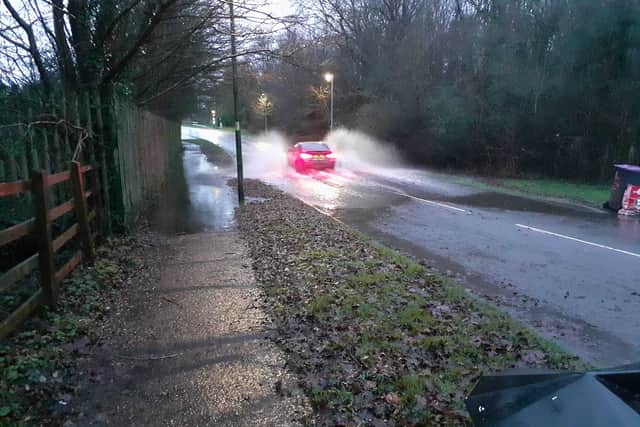 Standing water on St Matthew's Road, Donnington. Photo: @ukdcspud