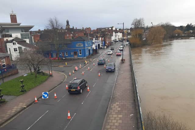 Temporary traffic measures in place along Smithfield Road, Shrewsbury