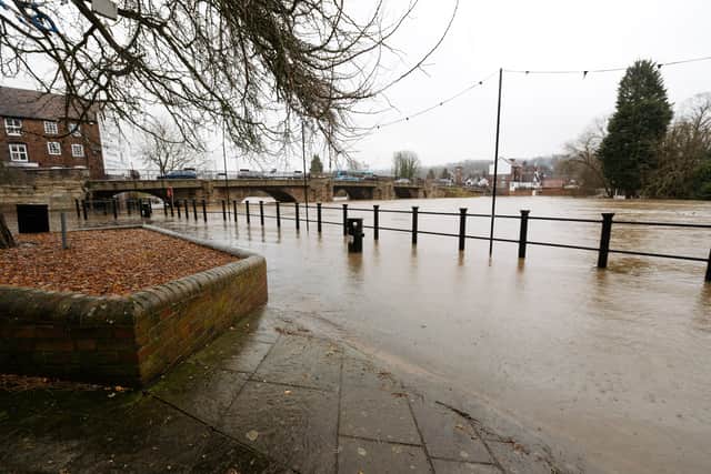 Flood warnings are in place along the Severn in Shropshire