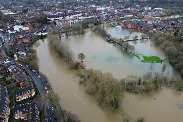 Flooding around the Frankwell car park, Shrewsbury, and surrounding area