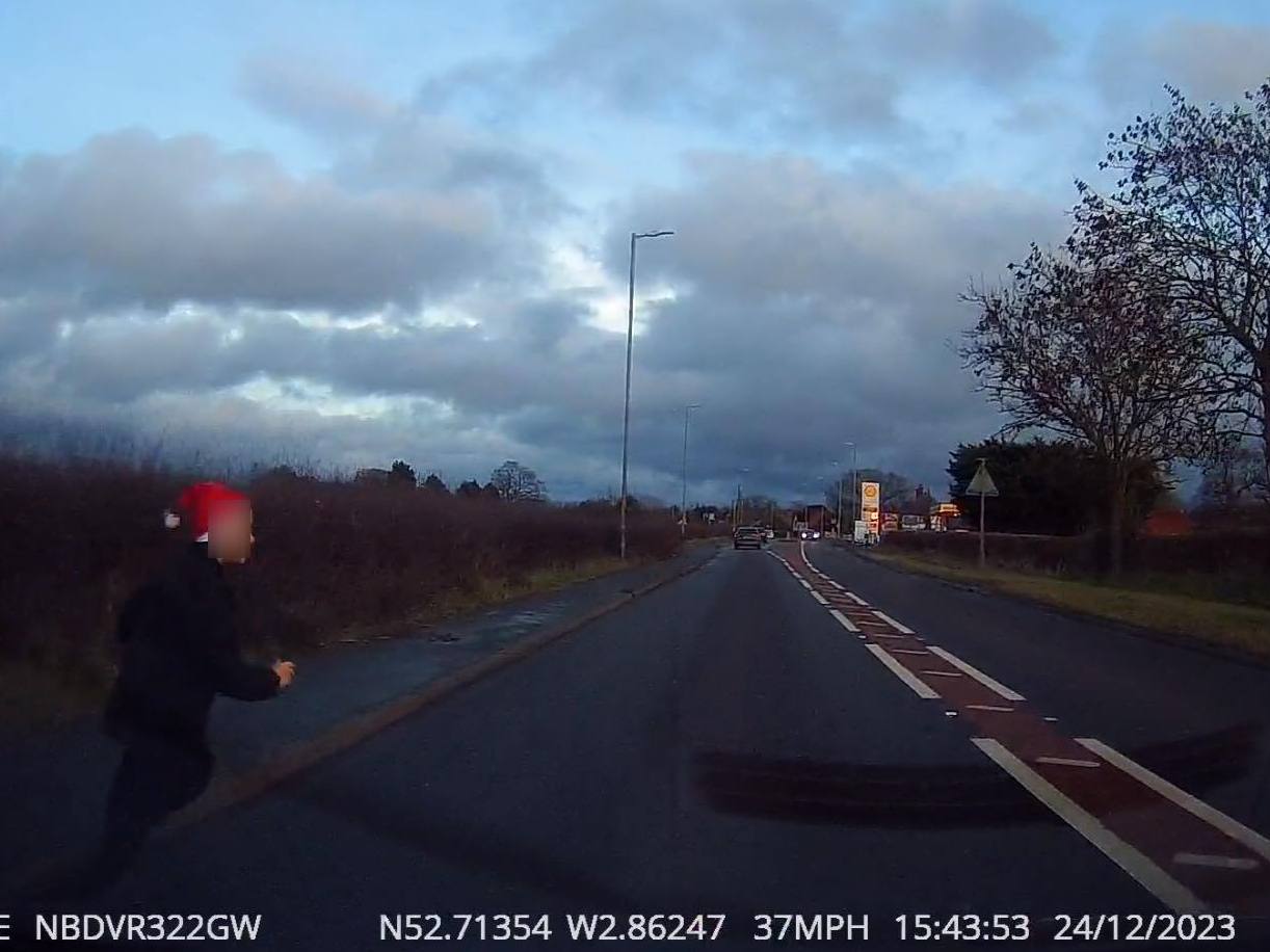 Shocking dash-cam footage shows child's near miss with car on Christmas Eve