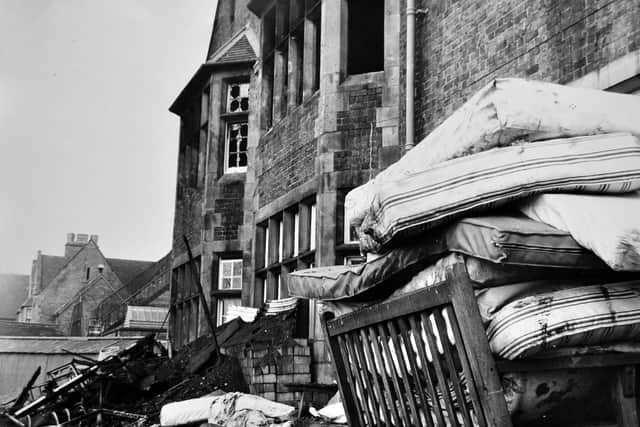 The aftermath of the fire at Shelton Hospital, Shrewsbury, which took place on February 26, 1968. Twenty four patients were killed at the psychiatric hospital.