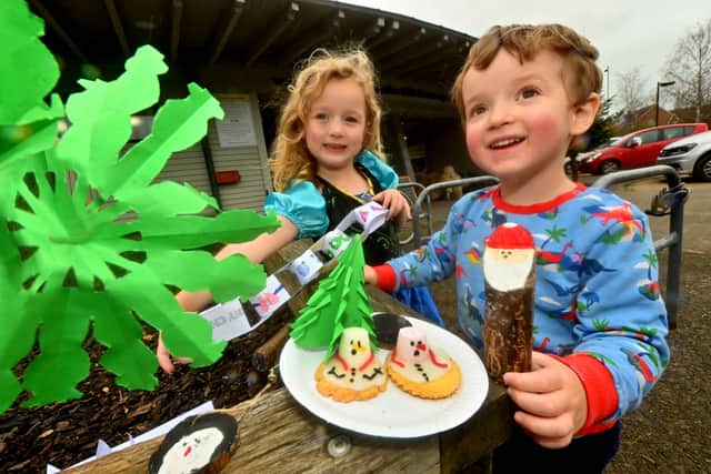 David, two, and Gladys Lamb, four, from Shawbury