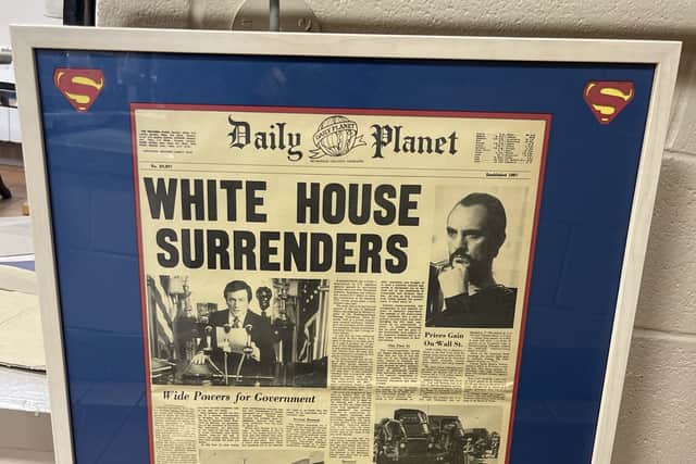 The Daily Planet ‘White House Surrenders’ prop from Superman II. 