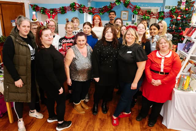 Staff and residents at Woodland Care Home in Oswestry at their festive fair
