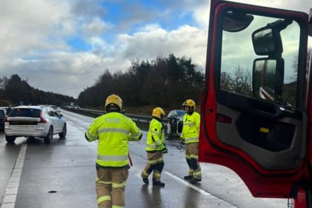 The incident is causing delays (picture Craig Jackson SFRS).