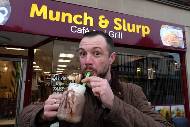 Dan enjoys a milkshake from Munch & Slurp
