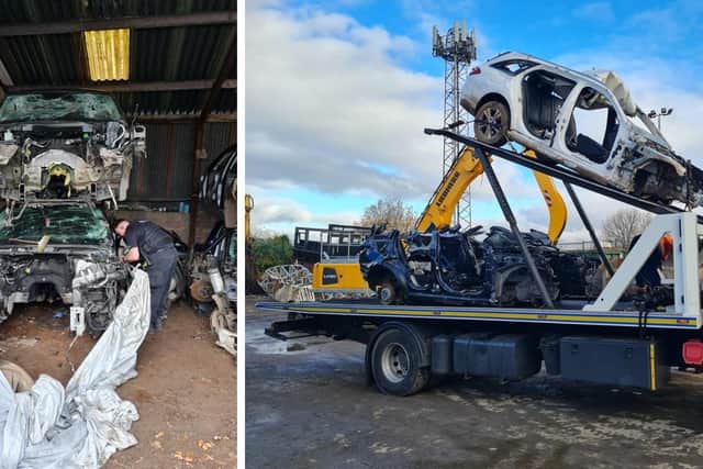 More than £250,000 worth of stolen cars were uncovered by police at the suspected chop shop