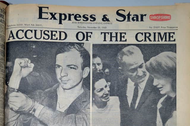 The Express and Star front page of Saturday, November 23, 1963, reporting on the assassination of President Kennedy
