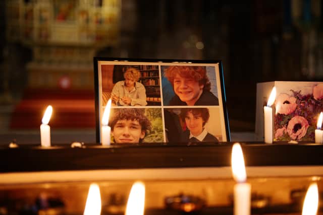 Shrewsbury Abbey opened its doors for people to light candles in memory of the teenagers