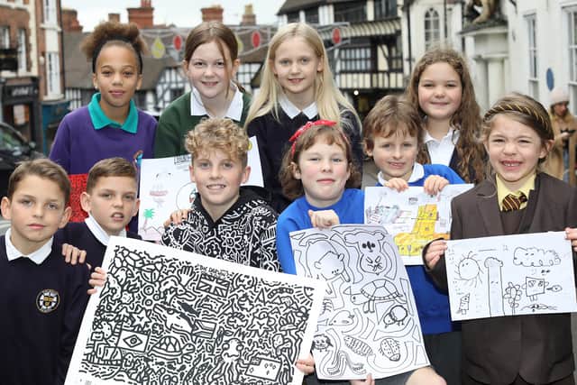 The Sir David Amess Children’s Parliament, The Shrewsbury Arts Trail, and The Darwin Centre Wales are thrilled to announce the global launch of The Darwin Doodle Art Competition for children in collaboration with the Soden Gallery in Shrewsbury.
Pictured front left to right, Lewis and Flynn (Coleham Primary School) Joe Whale (Doodle Boy) Elvie, Soren (both Weston Lullingfields Primary School) and Alora (St. Winefride's School)
Back left to right, Eva (Oakmeadow Primary School) Amelie (Priory School) Sophia and Rosa (both Coleham Primary School)