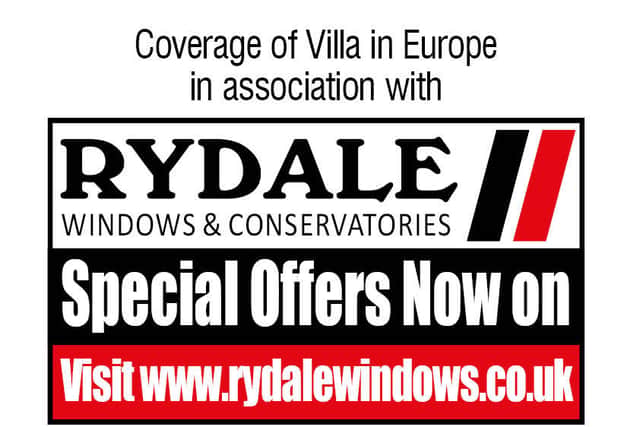 E&S' Aston Villa European coverage is sponsored by Rydale