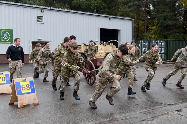Cadets giving a gun-run demonstration.