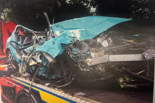 The Citroen C4 Wilkinson crashed into the lorry