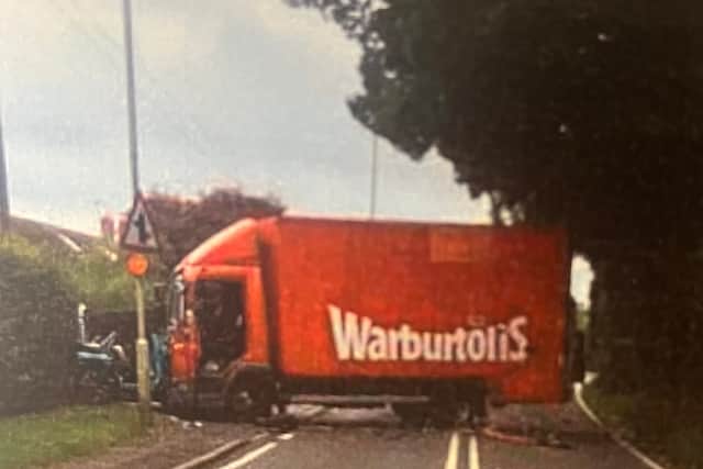 The wreckage of the Warburton's lorry Wilkinson crashed into near Hanwood