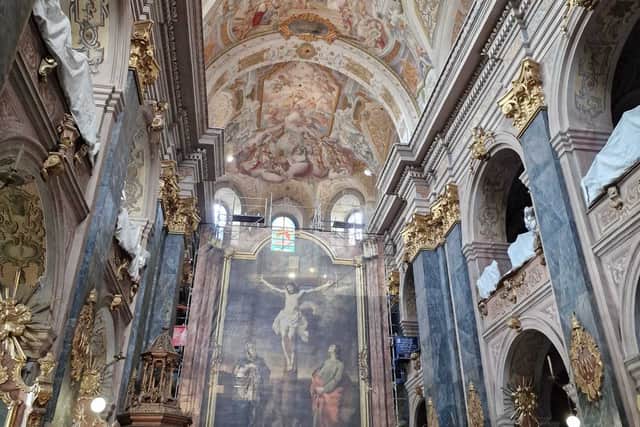 A catholic church in Lviv. Roly said it was conducting three funerals a day. 