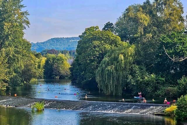 Swimmers in the Severn at The Linney, Ludlow