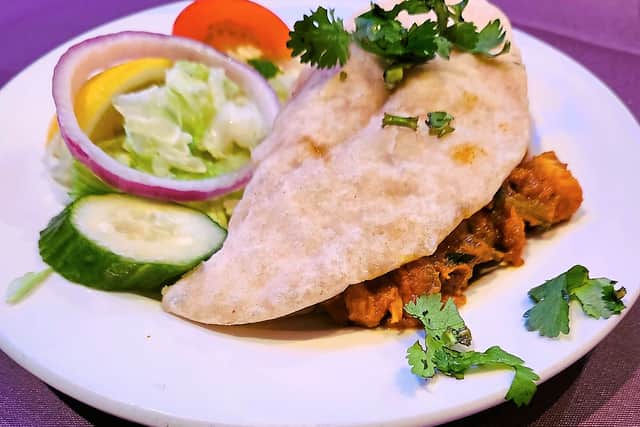 The chicken chaat had a great roti