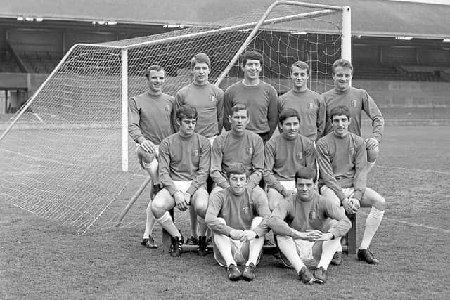 Group photo of Ipswich Town, then champions of Division Two. Derek Jefferson is in the back row, second from left