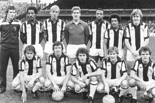 Tony Godden, goalkeeper back row, before a clash with Liverpool in 1981. Line-up, back L-R: Ally Brown, Brendon Batson, Martyn Bennett, Tony Godden, Cyrille Regis, Remi Moses, Peter Barnes, (front): Gary Owen, John Wile, Bryan Robson, Derek Statham and John Deehan