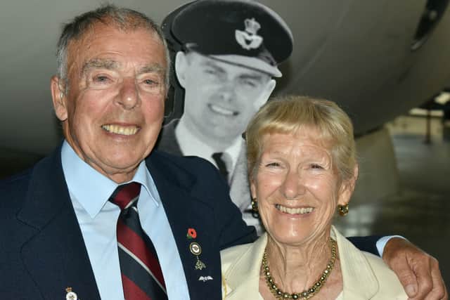 Norman and Sylvia with the cut-out of Ken Hubbard, who had a bit part in their romantic story.