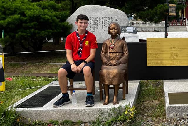 Leo taking in the sites of South Korea
