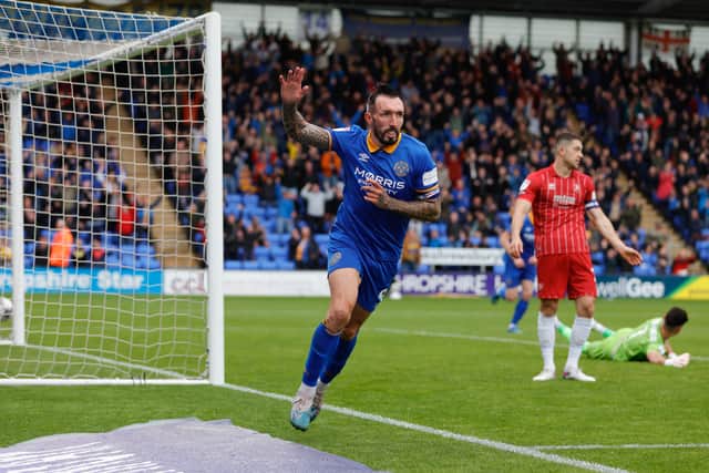 Ryan Bowman of Shrewsbury Town celebrates after scoring a goal to make it 1-0 (AMA)