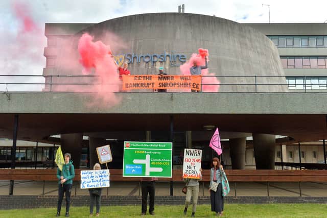 An anti-North West Relief Road protest at Shirehall