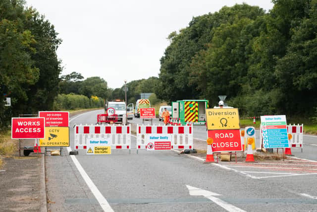 Roadworks on the A41 near Sambrook, Newport