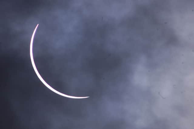The sun as it is eclipsed by the moon as seen from Torquay on August 11, 1999. Photo: Stefan Rousseau