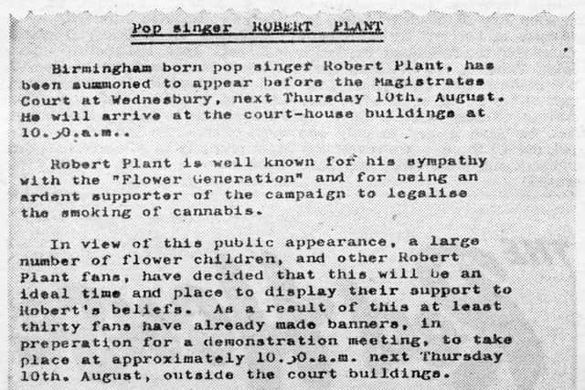 This "news release" was sent to the Star in advance of Plant's court appearance at Wednesbury.