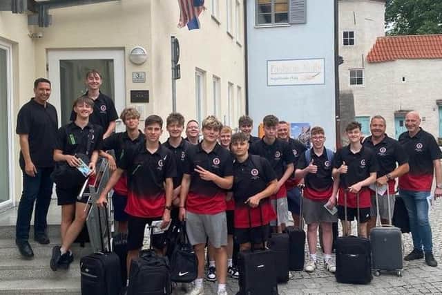 The Spartans enjoying the town of Schrobenhausen 
