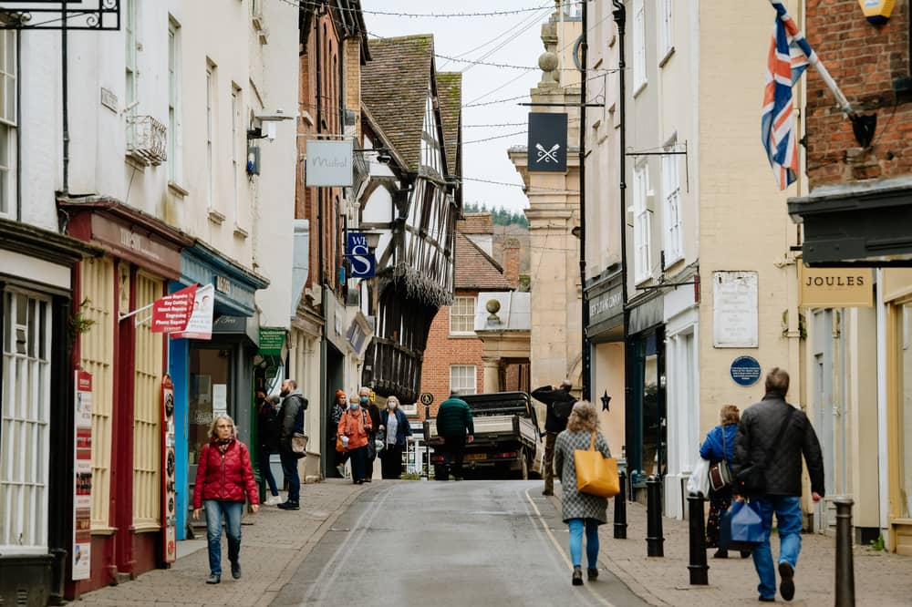 The Bull Ring and King Street in Ludlow.