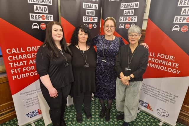 From left: Will Rogers's sister Lydia Goldie, his mum Mandy Oliver, Lucy Harrison from RoadPeace and Amy Aeron-Thomas from Action Vision Zero