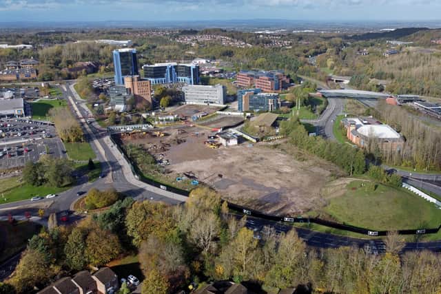 An aerial photo of the Station Quarter land in central Telford, taken in October 2022