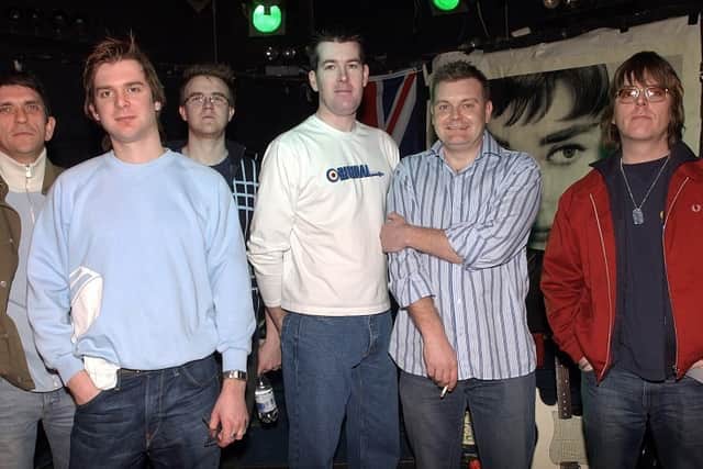 The Other Smiths were joined by original members Mike Joyce, left and Andy Rourke, right, at Stourbridge Rock Cafe 2000 in February 2004. Second from right is Dave Bennett.