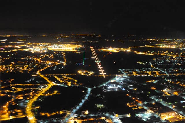 NIGHT AERIAL POLICE IMAGE BIRMINGHAM AIRPORT