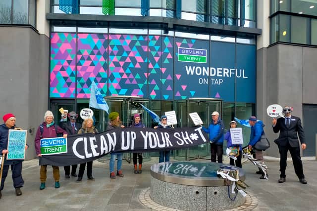 Protestors held a demonstration at Severn Trent's HQ