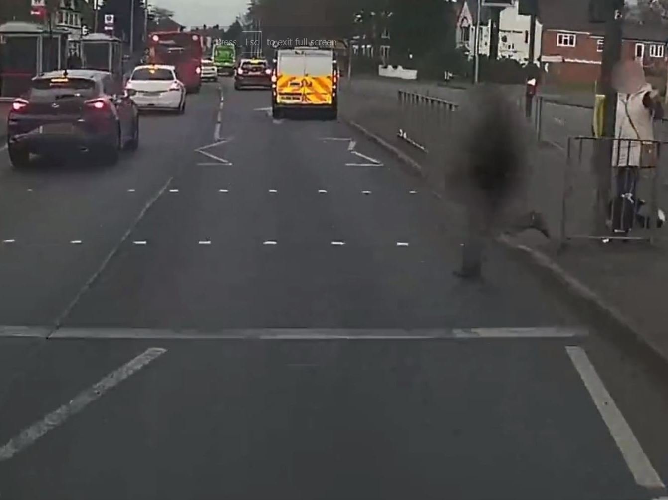 Scary footage shows moment pedestrian runs out into road as fire engine ...