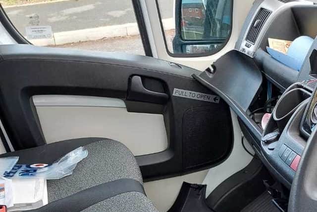 The interior has been damaged