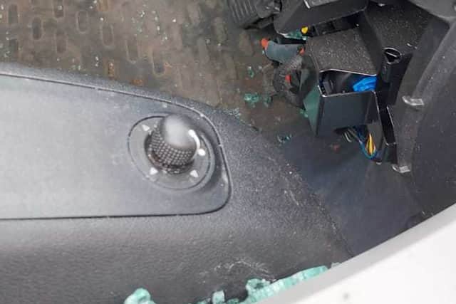 Damage to the inside of the minibus